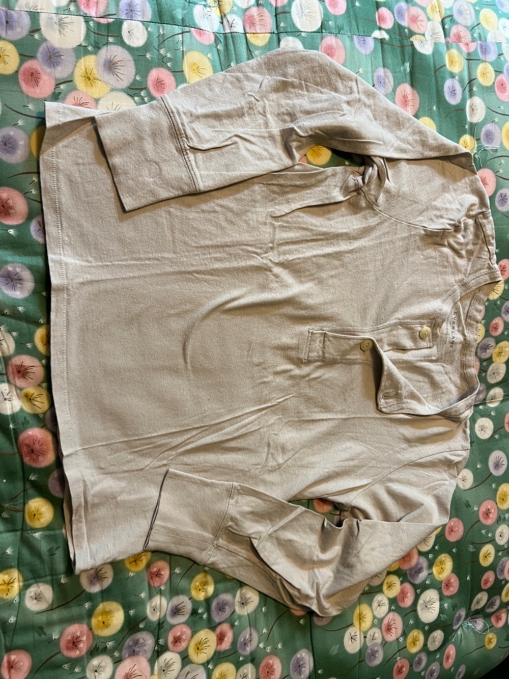 Everlane Long Sleeve Henley in Light Beige